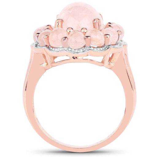 Bids.com 14K Rose Gold Plated 6.76 Carat Genuine Morganite .925 Sterling Silver Ring Rings White Smoke size 6.00,size 8.00,size 7.00,size 9.00