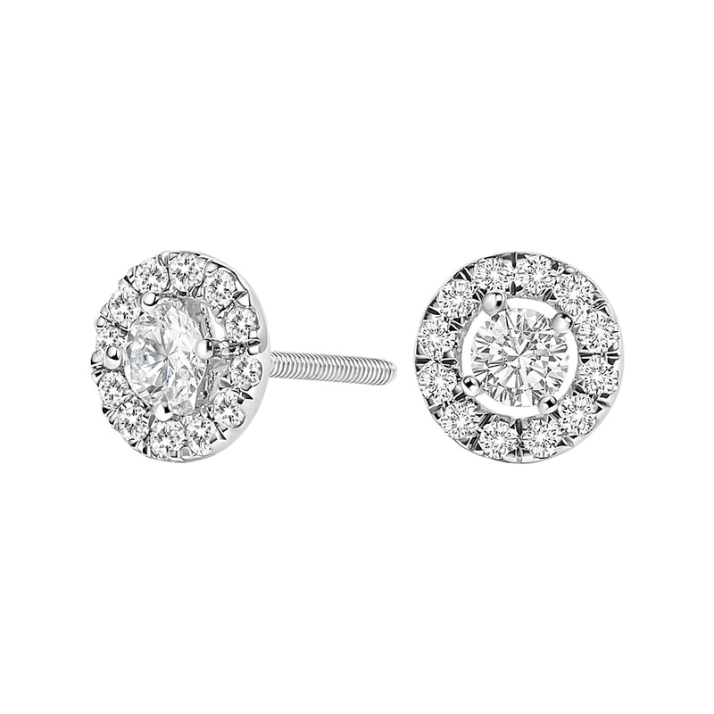 Bids.com 14K White Gold 3/4 Cttw Lab-Grown Diamond Floating Halo Stud Earring (F-G Color, VS1-VS2 Clarity) Earrings White Smoke White.Gold / 0.75