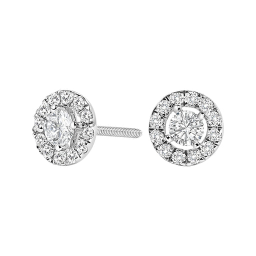 Bids.com 14K White Gold 3/4 Cttw Lab-Grown Diamond Floating Halo Stud Earring (F-G Color, VS1-VS2 Clarity) Earrings White Smoke White.Gold / 0.75