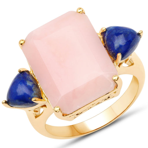 Bids.com 12.18 Carat Genuine Pink Opal and Lapis .925 Sterling Silver Ring Rings White Smoke size 9.00,size 6.00,size 7.00,size 8.00,size 5.00,size 10.00