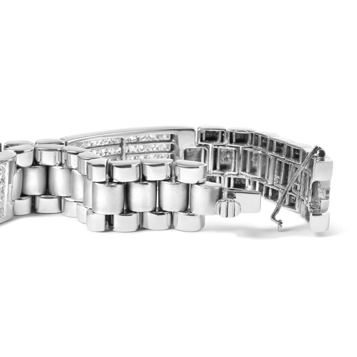 Bids.com 14K White Gold 12.0 Cttw Men's Invisible Set Princess Diamond Tennis Bracelet (G-H Color, VS1-VS2 Clarity) - Size 8.5" Inches Bracelets White Smoke White.Gold / 8.5