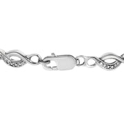 Bids.com .925 Sterling Silver Prong Set Diamond Accent Curved Spiral Link Bracelet (I-J Color, I3 Clarity) - 7.25" Bracelets White Smoke White.Sterling Silver / 7.25