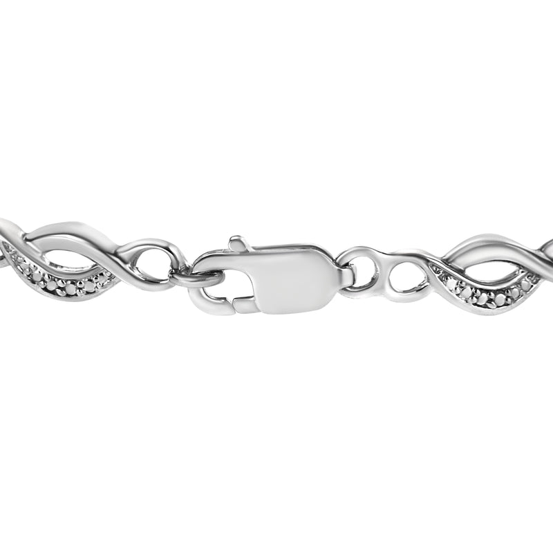 Bids.com .925 Sterling Silver Prong Set Diamond Accent Curved Spiral Link Bracelet (I-J Color, I3 Clarity) - 7.25" Bracelets White Smoke White.Sterling Silver / 7.25