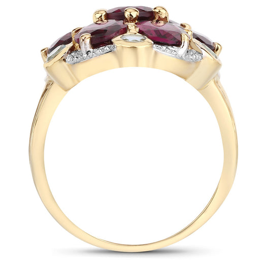 Bids.com 11.22 Carat Genuine Rhodolite and Blue Topaz .925 Sterling Silver Ring Rings White Smoke size 9.00,size 5.00,size 6.00,size 7.00,size 8.00