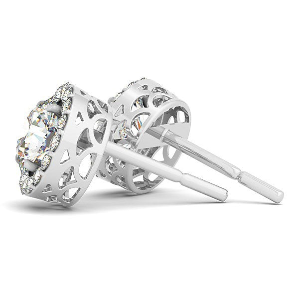 Bids.com 14k White Gold Four Prong Round Halo Diamond Earrings (1 1/6 cttw) Earrings White Smoke White Gold