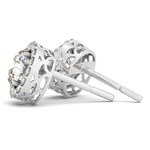 Bids.com 14k White Gold Four Prong Round Halo Diamond Earrings (1 1/6 cttw) Earrings White Smoke White Gold