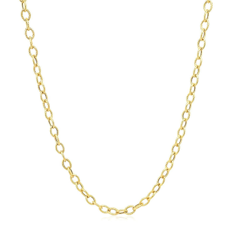 Bids.com 2.5mm 14k Yellow Gold Pendant Chain with Textured Links Necklaces White Smoke 16 / Yellow Gold,18 / Yellow Gold,20 / Yellow Gold,24 / Yellow Gold
