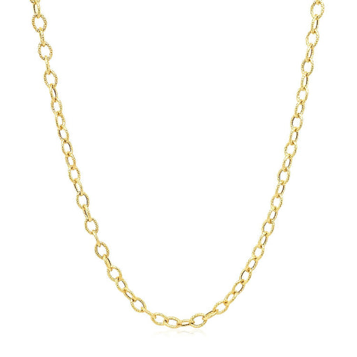 Bids.com 2.5mm 14k Yellow Gold Pendant Chain with Textured Links Necklaces White Smoke 16 / Yellow Gold,18 / Yellow Gold,20 / Yellow Gold,24 / Yellow Gold