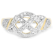 Bids.com 14K Yellow Gold Plated 0.21 Carat Genuine White Diamond .925 Sterling Silver Ring Rings White Smoke size 6.00,size 7.00,size 8.00,size 9.00