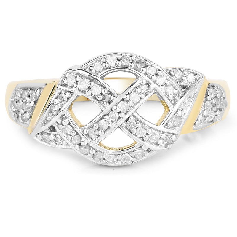 Bids.com 14K Yellow Gold Plated 0.21 Carat Genuine White Diamond .925 Sterling Silver Ring Rings White Smoke size 6.00,size 7.00,size 8.00,size 9.00