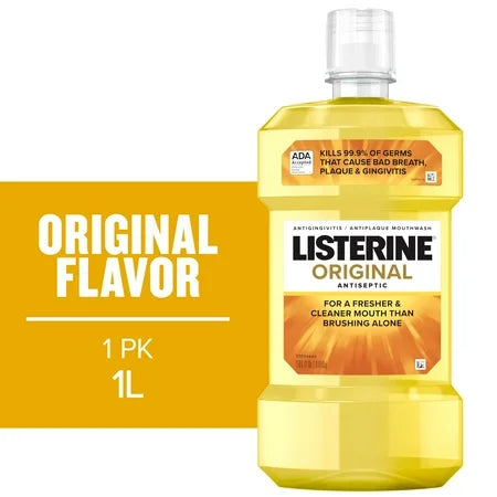 Listerine Listerine Original Antiseptic Mouthwash for Bad Breath & Plaque - 1L Oral Care White Smoke