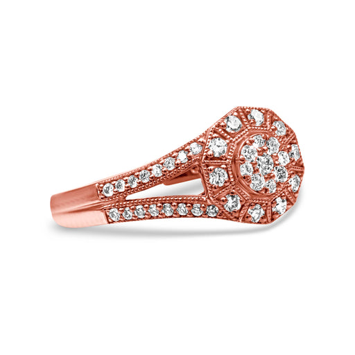 Bids.com 14K Rose Gold Plated .925 Sterling Silver 1/2 Cttw Pave Diamond Halo Cluster Split Shank Cocktail Ring (I-J Color, I1-I2 Clarity) - Size 6 Rings White Smoke 7 / Rose.Sterling Silver,5 / Rose.Sterling Silver,9 / Rose.Sterling Silver,8 / Rose.Sterling Silver,6 / Rose.Sterling Silver