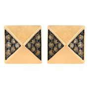 Bids.com 14K Rose Gold 1/4 Cttw Brown Diamond Pyramid Stud Earring (Brown Color, SI1-SI2 Clarity) Earrings Light Goldenrod Rose.Gold / 0.28