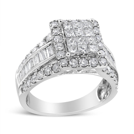 Bids.com 14K White Gold 2.00 Cttw Composite Head with Halo and Side Stones Diamond Ring (H-I Color, SI1-SI2 Clarity) - Ring Size 7 Rings White Smoke 7 / White.Gold