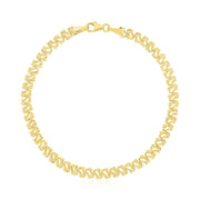 Bids.com 14k Yellow Gold High Polish Textured Fancy Chain Bracelet (4mm) Bracelets White Smoke 7 / Yellow Gold