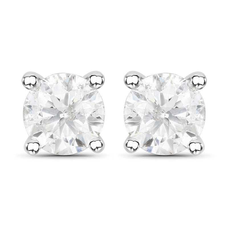 Bids.com 1.02 Carat Genuine White Diamond 14K White Gold Earrings Earrings White Smoke