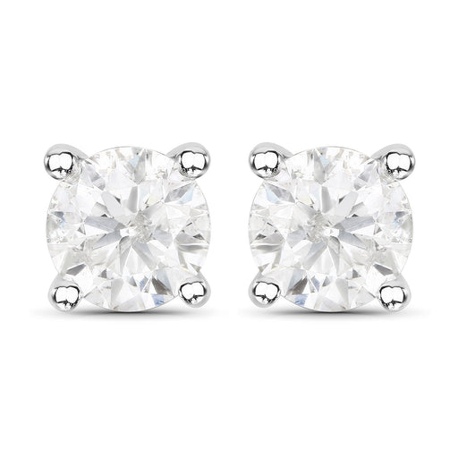 Bids.com 1.02 Carat Genuine White Diamond 14K White Gold Earrings Earrings White Smoke