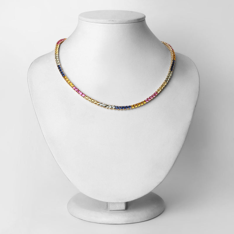 Bids.com 11.65 Carat Created Multi Sapphire .925 Sterling Silver Necklace Necklaces Lavender