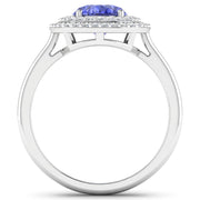 Bids.com 2.02 Carat Genuine Tanzanite and White Diamond 14K White Gold Ring Rings White Smoke size 6.00,size 7.00,size 8.00,size 9.00