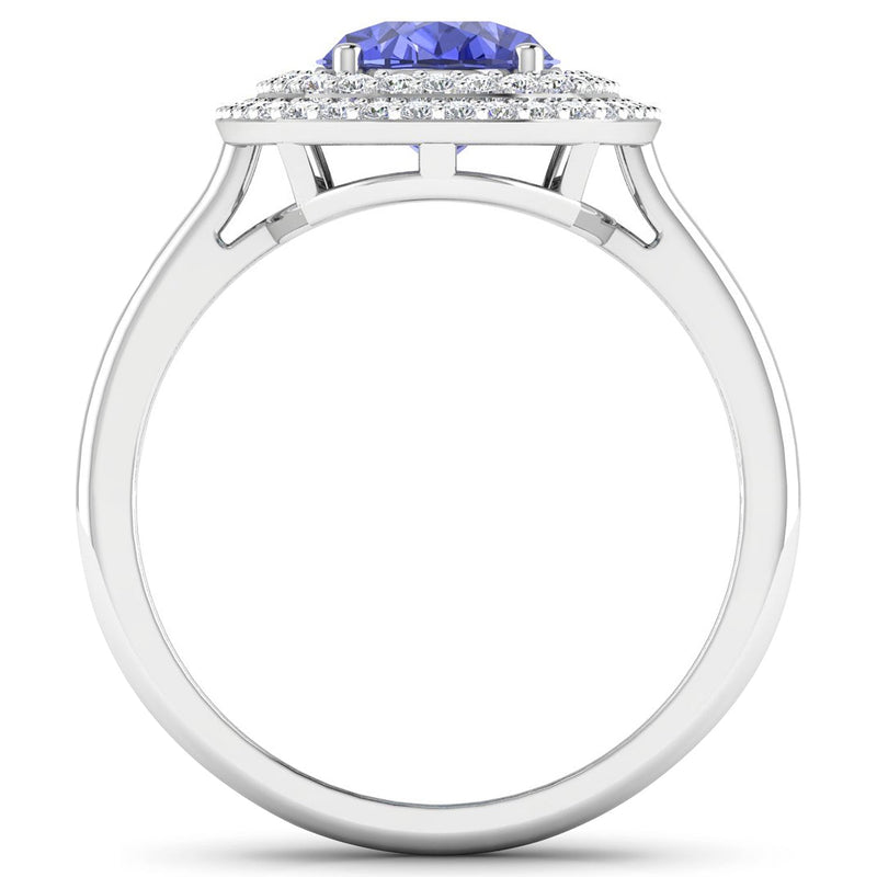 Bids.com 2.02 Carat Genuine Tanzanite and White Diamond 14K White Gold Ring Rings White Smoke size 6.00,size 7.00,size 8.00,size 9.00