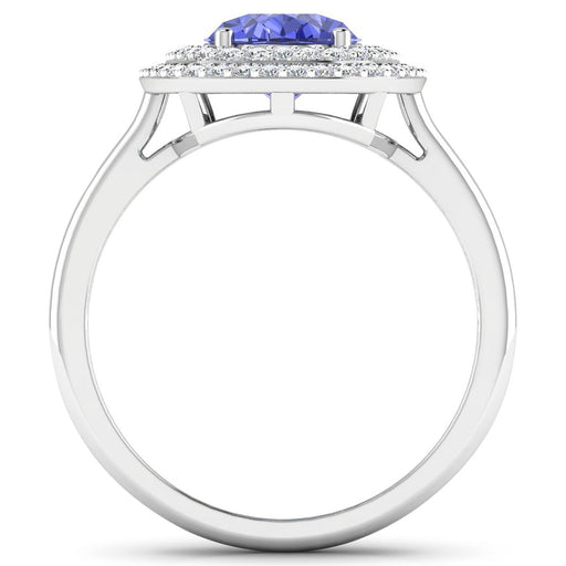 Bids.com 2.02 Carat Genuine Tanzanite and White Diamond 14K White Gold Ring Rings White Smoke size 6.00,size 7.00,size 8.00,size 9.00