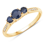 Bids.com 0.56 Carat Genuine Blue Sapphire and White Diamond 14K Yellow Gold Ring Rings White Smoke size 5.00,size 6.00,size 7.00,size 8.00,size 9.00