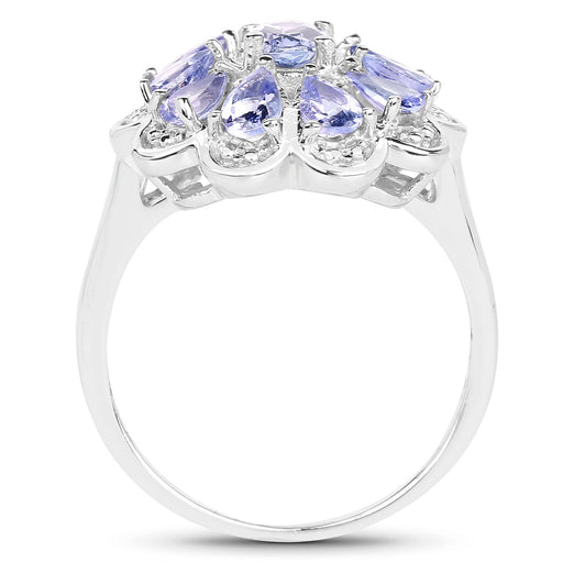 Bids.com 1.84 Carat Genuine Tanzanite .925 Sterling Silver Ring Rings White Smoke size 7.00,size 8.00,size 6.00,size 9.00