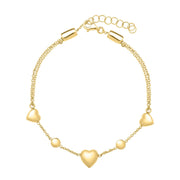 Bids.com 14k Yellow Gold Puff Heart Adjustable Anklet Accessories White Smoke 10 / Yellow Gold