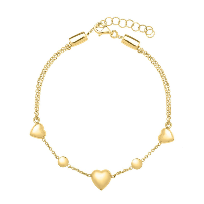 Bids.com 14k Yellow Gold Puff Heart Adjustable Anklet Accessories White Smoke 10 / Yellow Gold