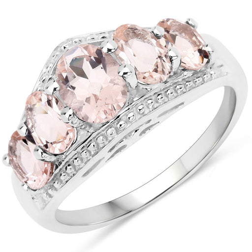 Bids.com 1.96 Carat Genuine Morganite .925 Sterling Silver Ring Rings White Smoke size 5.00,size 6.00,size 7.00,size 8.00,size 9.00