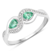 Bids.com 0.35 Carat Genuine Zambian Emerald and White Diamond 14K White Gold Ring Rings White Smoke size 7.00,size 5.00,size 6.00,size 8.00,size 9.00
