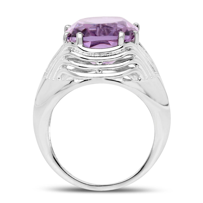Bids.com 10.02 Carat Genuine Amethyst .925 Sterling Silver Ring Rings White Smoke size 6.00,size 7.00,size 8.00,size 9.00,size 5.00