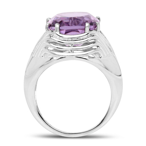 Bids.com 10.02 Carat Genuine Amethyst .925 Sterling Silver Ring Rings White Smoke size 6.00,size 7.00,size 8.00,size 9.00,size 5.00