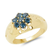 Bids.com 14K Yellow Gold Plated 0.98 Carat Genuine Blue Diamond .925 Sterling Silver Ring Rings White Smoke size 8.00,size 9.50,size 9.00,size 6.00,size 7.00