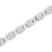 Bids.com 14K White Gold 4 7/8 Cttw Round Brilliant-Cut Diamond Round Cluster & X-Link 7" Tennis Bracelet (I-J Color, SI2-I1 Clarity) Bracelets White Smoke White.Gold / 7.25