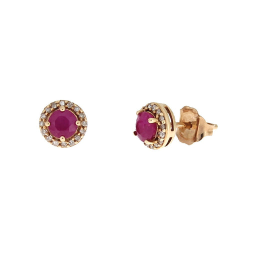Bids.com .77ct Ruby Diamond Stud Earrings 10KT Rose Gold Earrings White Smoke
