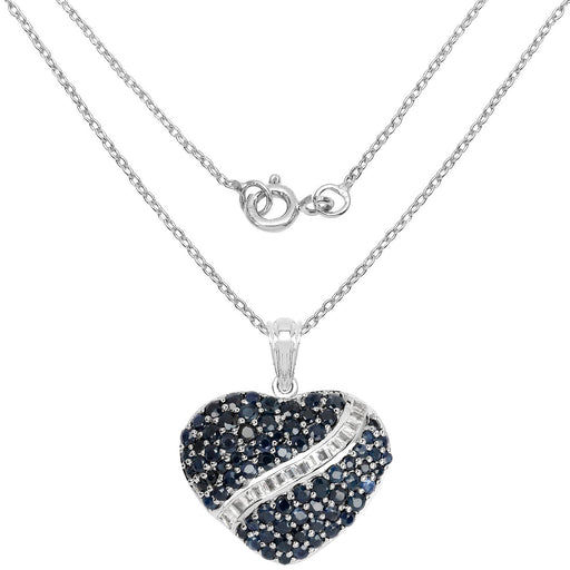 Bids.com 4.60 Carat Genuine Blue Sapphire and White Topaz .925 Sterling Silver Pendant Pendants White Smoke
