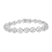 Bids.com .925 Sterling Silver 1/2 Cttw Diamond Nested Circle Miracle Set Open Wheel 7" Fashion Link Bracelet (I-J Color, I3 Clarity) Bracelets White Smoke White.Sterling Silver / 7