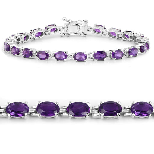 Bids.com 7.98 Carat Genuine Amethyst .925 Sterling Silver Bracelet Bracelets White Smoke size 7.25,size 8.25,size 7.00,size 6.25