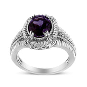 Bids.com .925 Sterling Silver Prong Set Natural Oval Shape 9X7 MM Purple Amethyst Solitaire and Diamond Accent Ring (I-J Color, I1-I2 Clarity) - Ring Size 7 Rings White Smoke White.Sterling Silver / 7,White.Sterling Silver / 5,White.Sterling Silver / 8,White.Sterling Silver / 6,White.Sterling Silver / 9