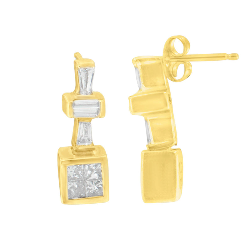 Bids.com 14K Yellow Gold 1 1/3 cttw Diamond Hoop Earrings (G-H, VS1-VS2) Earrings White Smoke Yellow.Gold / 1.33