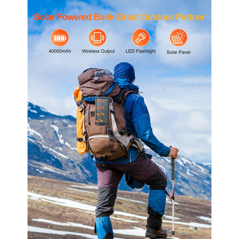 SmartPursue™ 20000mAh Solar Power Bank Powerbank Light Gray As shown in the picture