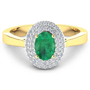 Bids.com 0.88 Carat Genuine Zambian Emerald  and White Diamond 14K Yellow Gold Ring Rings White Smoke size 5.00,size 6.00,size 7.00,size 8.00,size 9.00