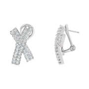 Bids.com 14K White Gold 2.0 Cttw Round-Brilliant Cut Diamond Domed X Shaped Omega Back Stud Earrings (H-I Color, I1-I2 Clarity) Earrings White Smoke White.Gold / 2