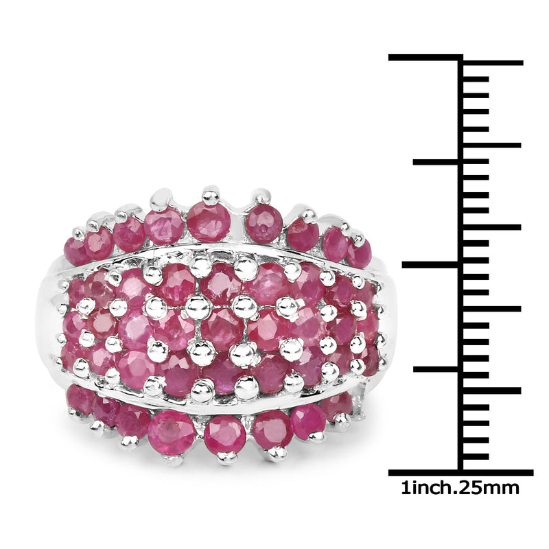 Bids.com 2.70 Carat Genuine Ruby .925 Sterling Silver Ring Rings White Smoke size 7.00,size 6.00,size 8.00,size 9.00
