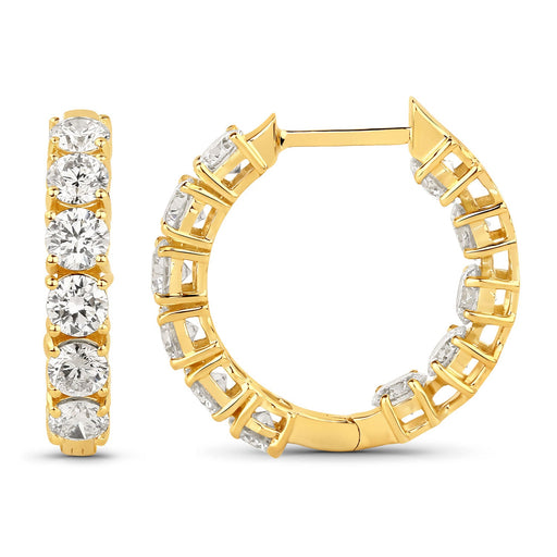 Bids.com 3.08 Carat Genuine Lab Grown Diamond 14K Yellow Gold Earrings Earrings White Smoke