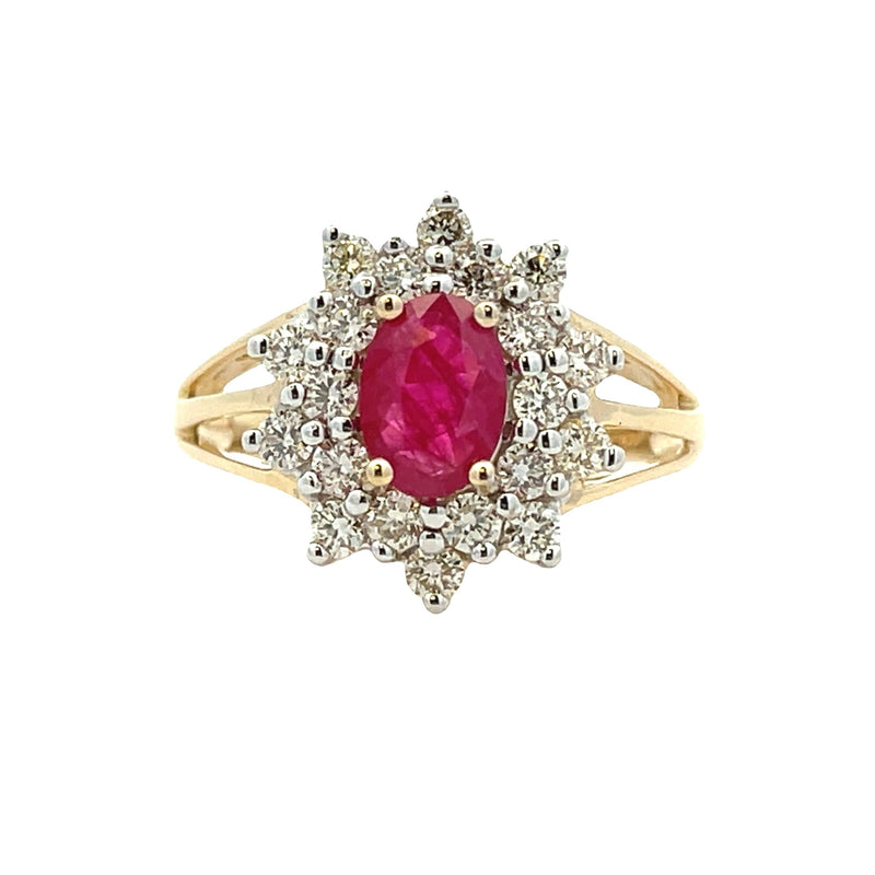 Bids.com 1.65ct Ruby Diamond Ring 14KT Yellow Gold Rings White Smoke 7.0