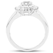 Bids.com 0.75 Carat Genuine White Diamond .925 Sterling Silver Ring Rings White Smoke size 6.00,size 7.00,size 8.00,size 9.00
