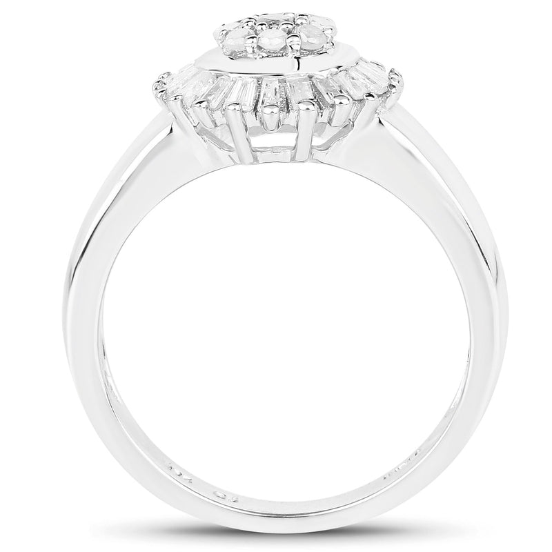 Bids.com 0.75 Carat Genuine White Diamond .925 Sterling Silver Ring Rings White Smoke size 6.00,size 7.00,size 8.00,size 9.00
