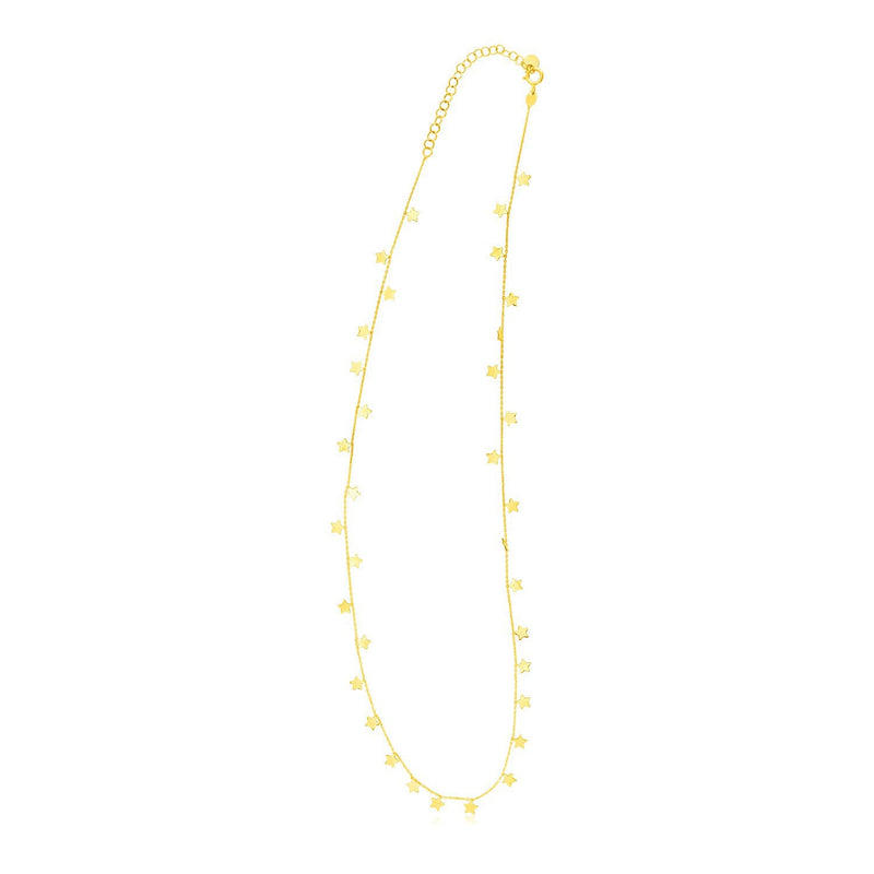 Bids.com 14K Yellow Gold Necklace with Dangling Stars Necklaces White Smoke 18 / Yellow Gold